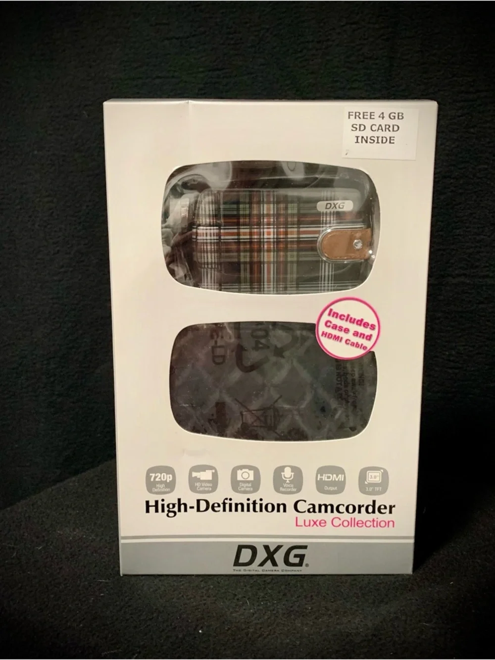 DXG-531V 720p HD Camcorder Luxe Collection Plaid NEW in Box w/ Case SD Card